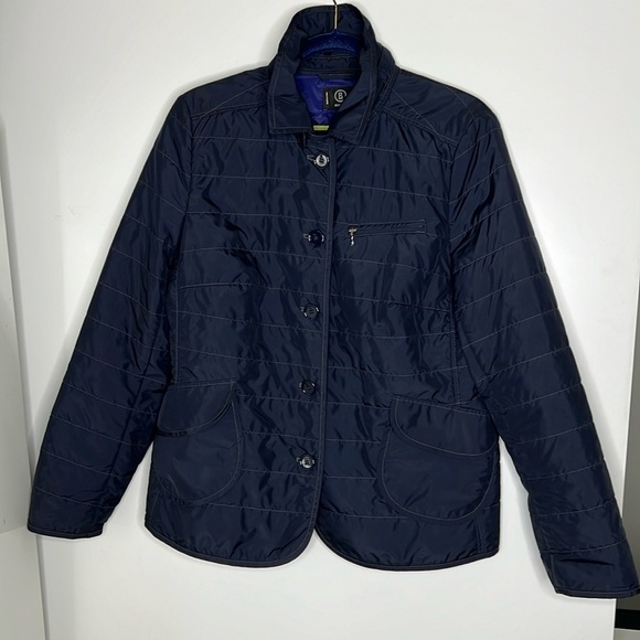Bogner Sz 12 Navy Nylon Front Button Blazer - Picture 3 of 14